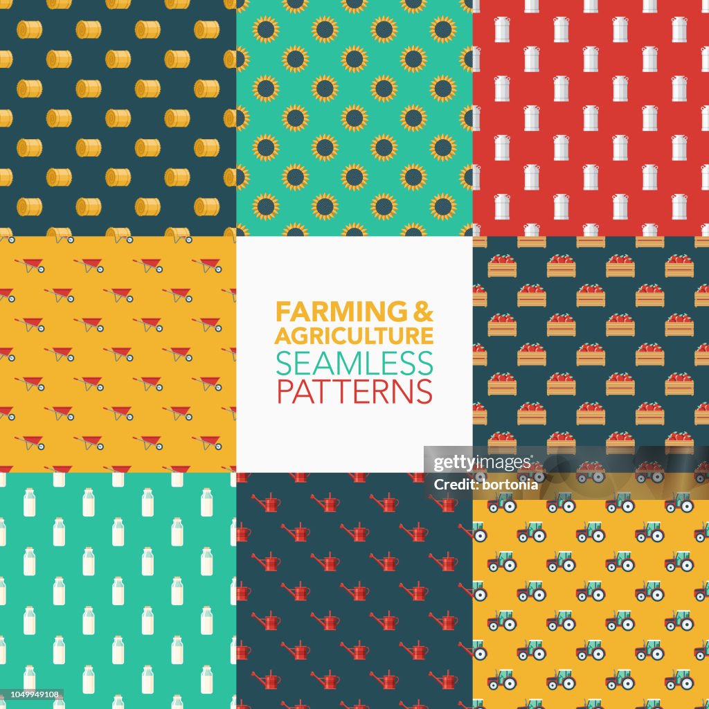 Farming & Agriculture Seamless Pattern Set