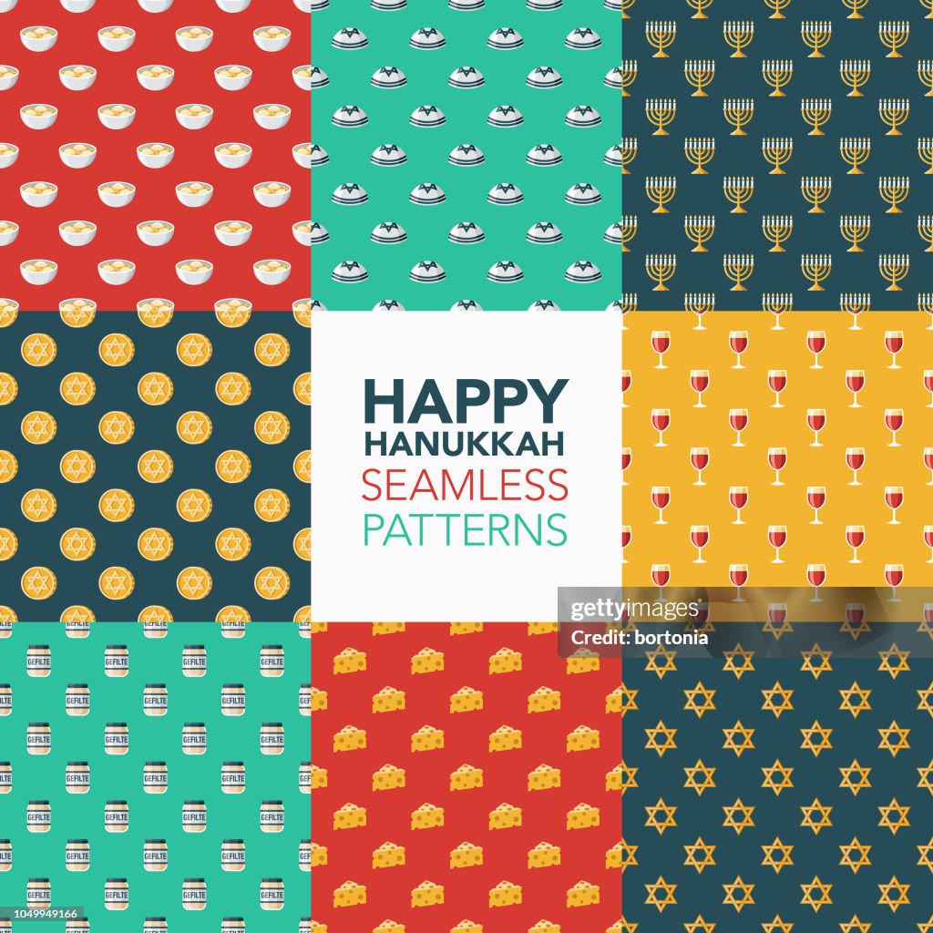 Hanukkah nahtlose Muster Set