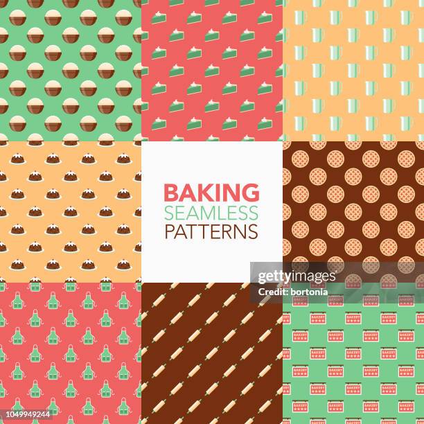 baking seamless pattern set - baker baking cake stock illustrations