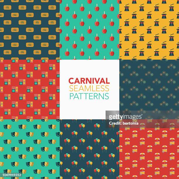 carnival seamless pattern set - double hotdog stock illustrations