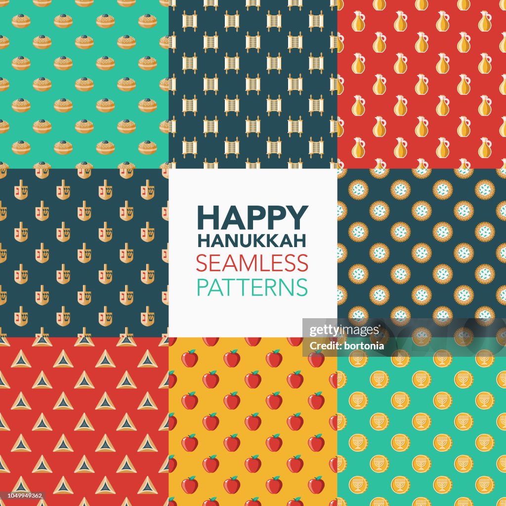 Hanukkah Seamless Pattern Set