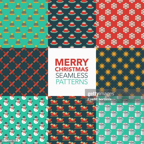 christmas seamless pattern set - christmas crackers stock illustrations