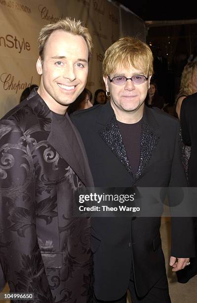 David Furnish and Sir Elton John during The 10th Annual Elton John AIDS Foundation InStyle Party - Arrivals at Moomba Restaurant in Hollywood,...