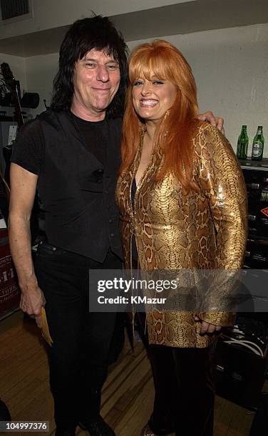 Jeff Beck and Wynonna Judd during The 12th Annual Rainforest Foundation Concert - Backstage at Carnegie Hall in New York City, New York, United...