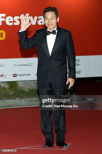 Festival Deputy Director Ahn Sung-Ki attends the opening ceremony of the 15th Pusan International Film Festival on October 7, 2010 in Busan, South...