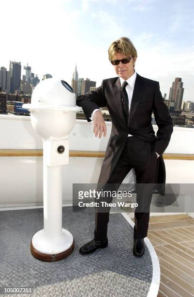 David Bowie during David Bowie disembarks the QE2 in New York City from England. David Bowie will begin his North American tour on the Area2 Music...