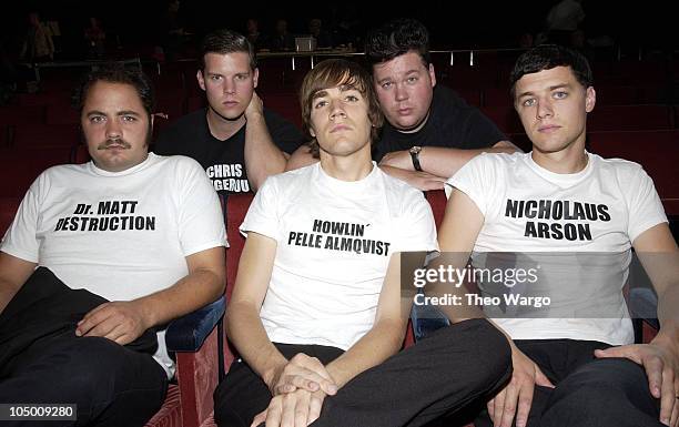 The Hives- L to R- Front Row, Matt Destruction, Pelle Almqvist, Nicholaus Arson, Back row, Chris Dangerous and Vigilante Carlstroem