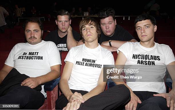 The Hives- L to R- Front Row, Matt Destruction, Pelle Almqvist, Nicholaus Arson, Back row, Chris Dangerous and Vigilante Carlstroem