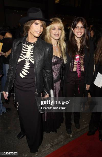 Steven Tyler, Teresa Barrick, and Chelsea Tyler during 2002 VH1 Vogue Fashion Awards - Arrivals at Radio City Music Hall in New York City, New York,...