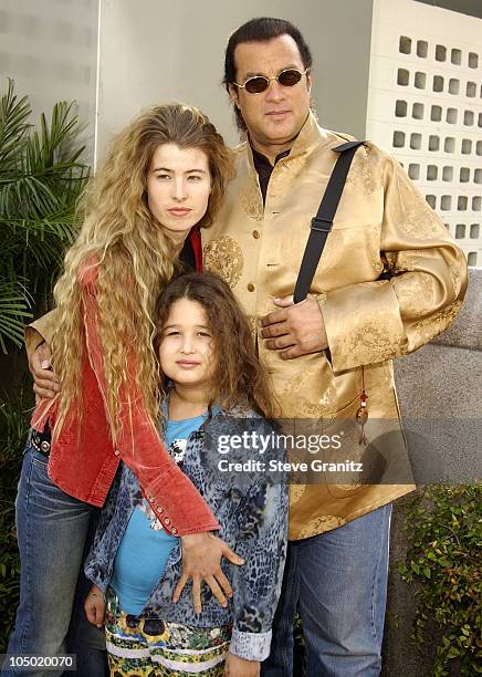 Steven Seagal, Arissa Wolf & daughter Savannah during "The Wild Thornberrys Movie" Premiere at Cinerama Dome in Hollywood, California, United States.