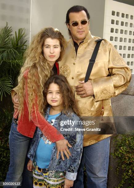 Steven Seagal, Arissa Wolf & daughter Savannah during "The Wild Thornberrys Movie" Premiere at Cinerama Dome in Hollywood, California, United States.