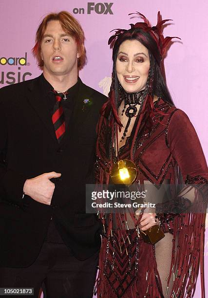 Elijah Blue & Cher during 2002 Billboard Music Awards - Press Room at MGM Grand Arena in Las Vegas, Nevada, United States.