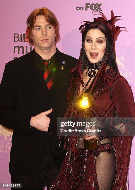 Elijah Blue & Cher during 2002 Billboard Music Awards - Press Room at MGM Grand Arena in Las Vegas, Nevada, United States.