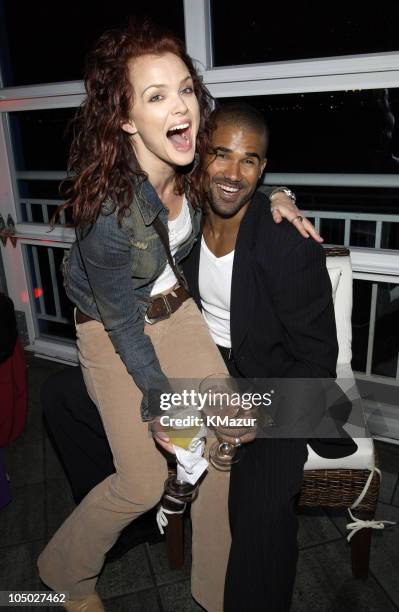 Dina Meyer and Shemar Moore during The WB Television Network Upfront Allstar Party at The Lighthouse at Chelsea Piers in New York City, New York,...