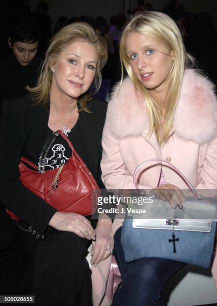 Kathy Hilton and Nicky Hilton during Mercedes-Benz Fashion Week Fall 2003 Collections - Lloyd Klein - Front Row at Bryant Park in New York City, New...