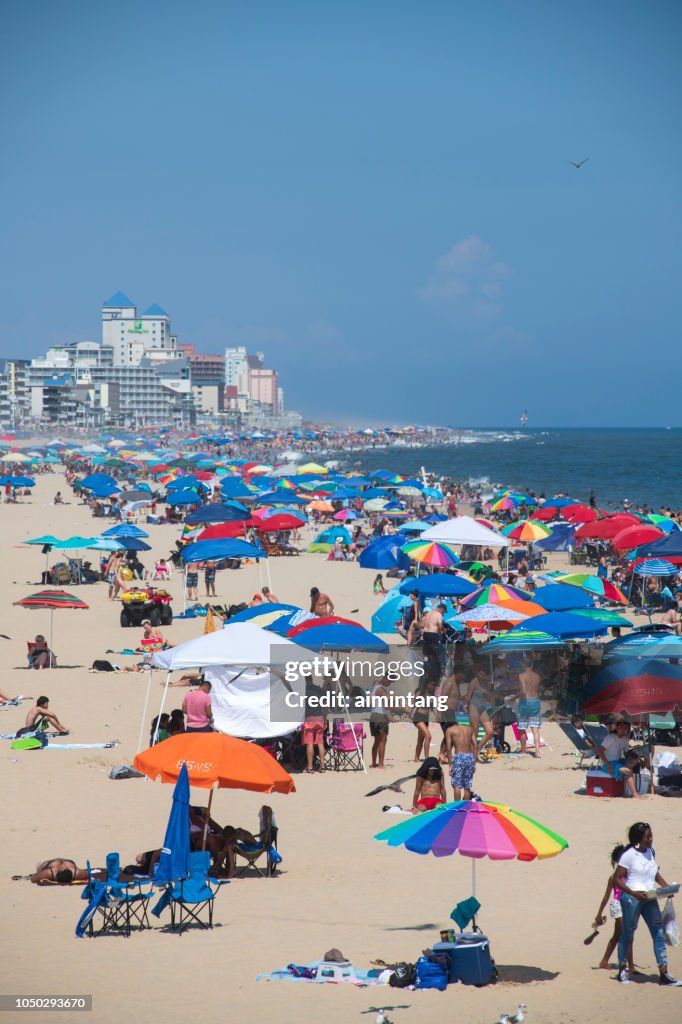 Crowd on beach at Ocean City