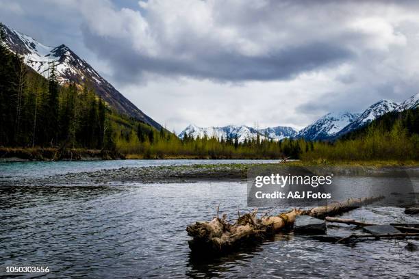 small lake and mountain range - chugach national forest stock pictures, royalty-free photos & images