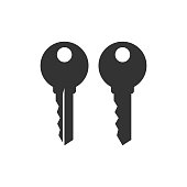Simple house key black vector silhouette icon set.
