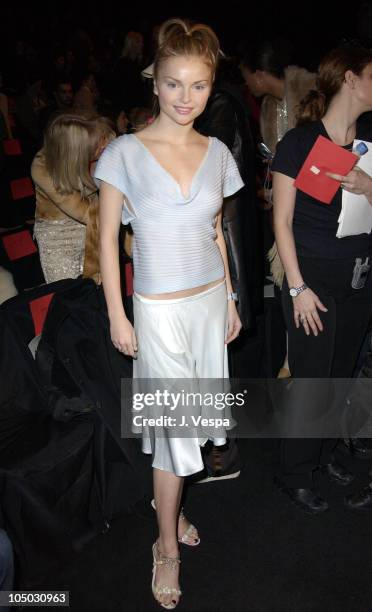 Izabella Miko during Mercedes Benz Fashion Week Fall 2003 Collections - Luca Luca - Front Row at Bryant Park in New York City, New York, United...