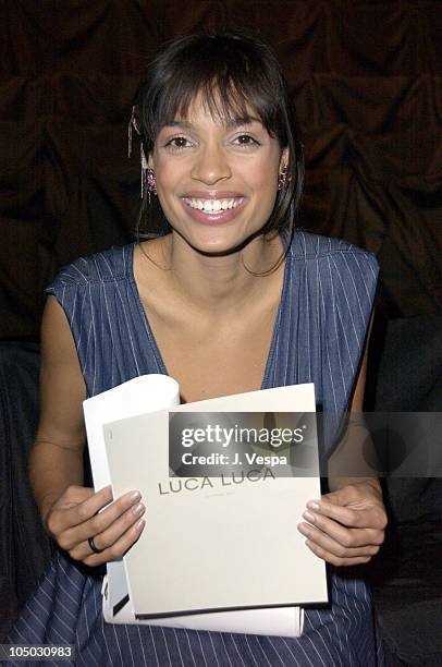 Rosario Dawson during Mercedes Benz Fashion Week Fall 2003 Collections - Luca Luca - Front Row at Bryant Park in New York City, New York, United...