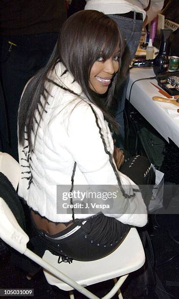 Naomi Campbell during Mercedes Benz Fashion Week Fall 2003 Collections - Luca Luca - Front Row at Bryant Park in New York City, New York, United...