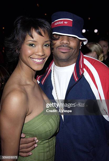 Shauntay Hinton and Damon Dash during Mercedes Benz Fashion Week Fall 2003 Collections - Luca Luca - Front Row at Bryant Park in New York City, New...