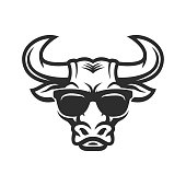 Bull head in sunglasses mascot. Cool Buffalo