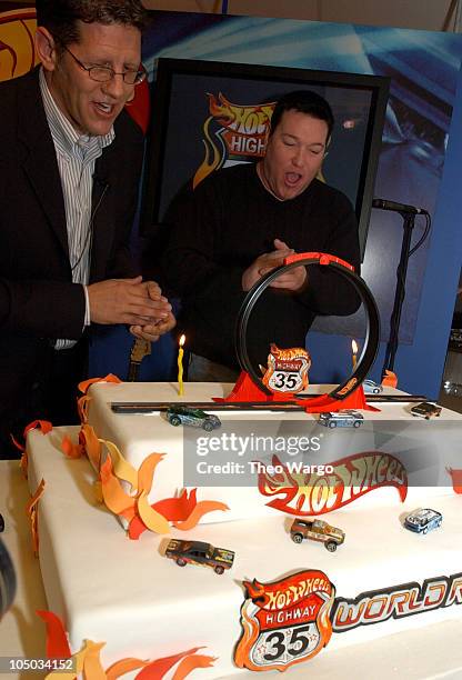 Jim Wagner, Senior Vice President, Hot Wheels Marketing, and Steve Harwell of Smash Mouth at Hot Wheels 35th Anniversary Celebration