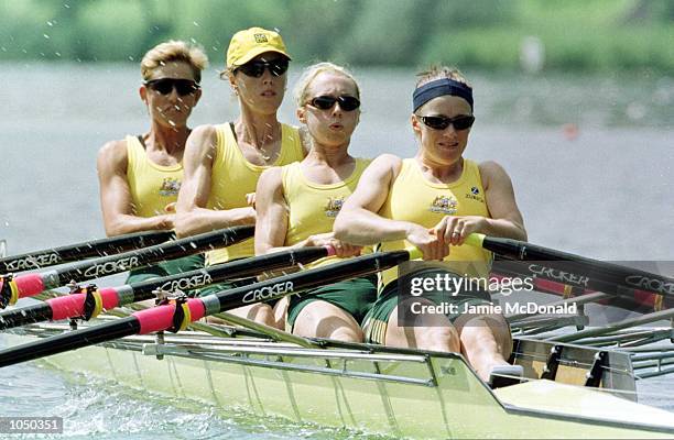 Australian's lightweight womens quadruple sculls, Josephine Lips, Sally Causby, Amber Halliday and Corinna Mondani during the FISA World Rowing...