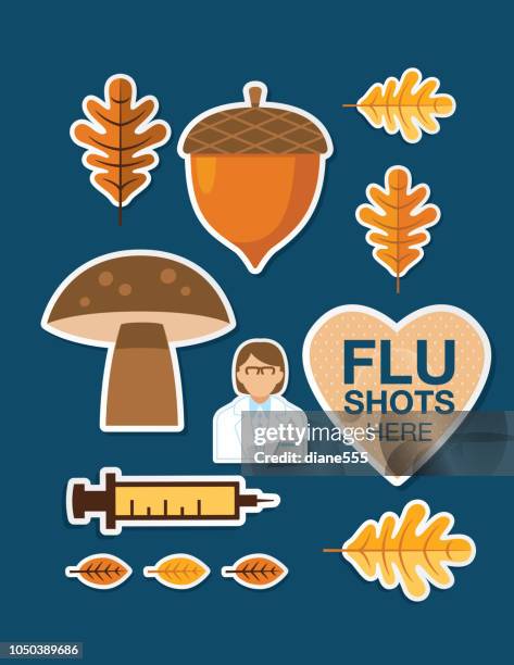 fall flu shot vaccination design element - fall prevention stock illustrations