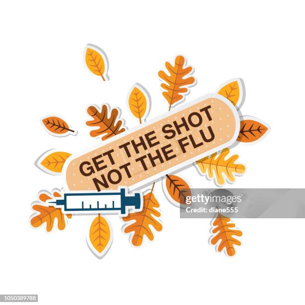 herbst-grippe schuss impfung gestaltungselement - grippevirus stock-grafiken, -clipart, -cartoons und -symbole