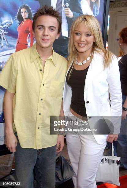 Frankie Muniz and Hilary Duff during The World Premiere of MGM's "Agent Cody Banks" - Arrivals / Party at Mann's Village Theatre in Westwood,...