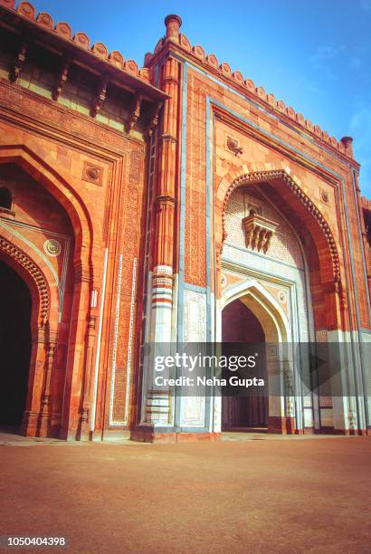 architectural details - old fort, new delhi, india - fuerte viejo fotografías e imágenes de stock