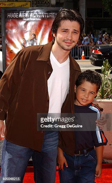 Freddy Rodriguez & son during "Spy Kids 2: The Island Of Lost Dreams" Premiere at Grauman's Chinese Theatre in Hollywood, California, United States.