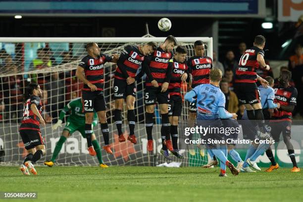 Siem De Jong of Sydney FC celebrates scoring with a free kick during the FFA Cup Semi Final match between the Western Sydney Wanderers and Sydney FC...