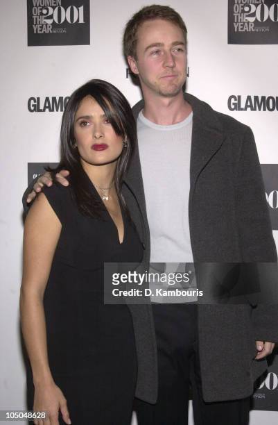 Salma Hayek and Edward Norton during 12th Annual Glamour Magazine's Women of the Year Awards at Metropolitan Museum of Art in New York, New York,...