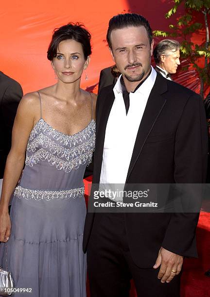 Courteney Cox Arquette and David Arquette during The 54th Annual Primetime Emmy Awards - Arrivals at The Shrine Auditorium in Los Angeles,...
