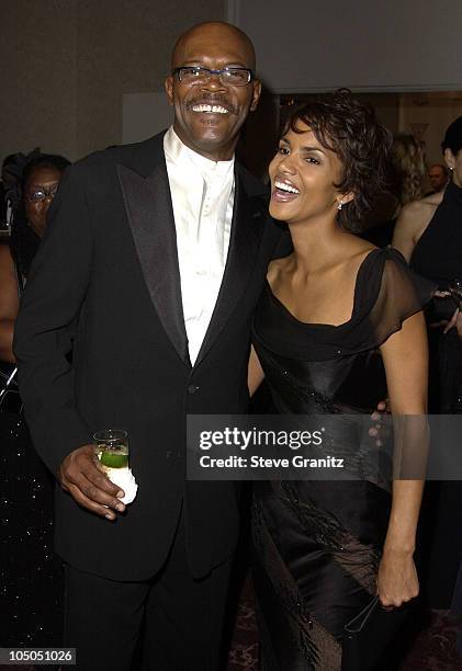 Samuel L. Jackson and Halle Berry during The 15th Carousel Of Hope Ball - VIP Reception at Beverly Hilton Hotel in Beverly Hills, California, United...