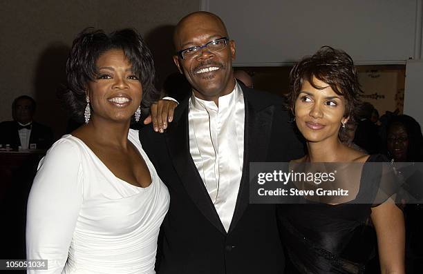 Oprah Winfrey, Samuel L. Jackson and Halle Berry during The 15th Carousel Of Hope Ball - VIP Reception at Beverly Hilton Hotel in Beverly Hills,...