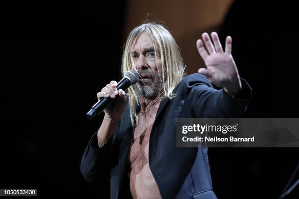 Iggy Pop performs on stage during Cal Jam 18 at Glen Helen Regional Park on October 06, 2018 in San Bernardino, California.