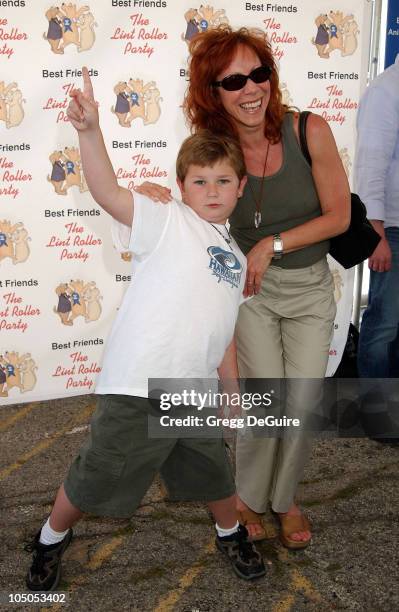 Mindy Sterling & son Max during The Lint Roller Party at Barker Hanger in Santa Monica, California, United States.