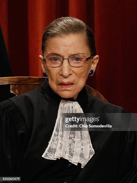 Supreme Court Associate Justice Ruth Bader Ginsburg poses for photographs in the East Conference Room at the Supreme Court building October 8, 2010...