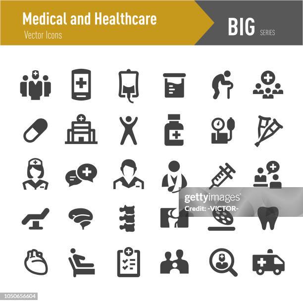 medical and healthcare icons - big series - medicine bottle stock illustrations