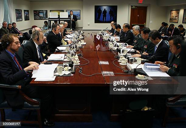 Secretary of Defense Robert Gates and the U.S. Delegation meet with South Korean Minister of National Defense Kim Tae-young and his delegation...