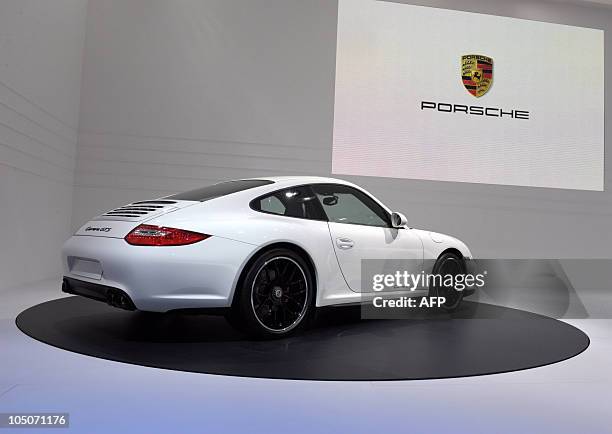 Picture shows a A Porsche Carrera GTS, displayed at the Paris Auto Show on the first of the two press-days on September 30, 2010. The show will open...