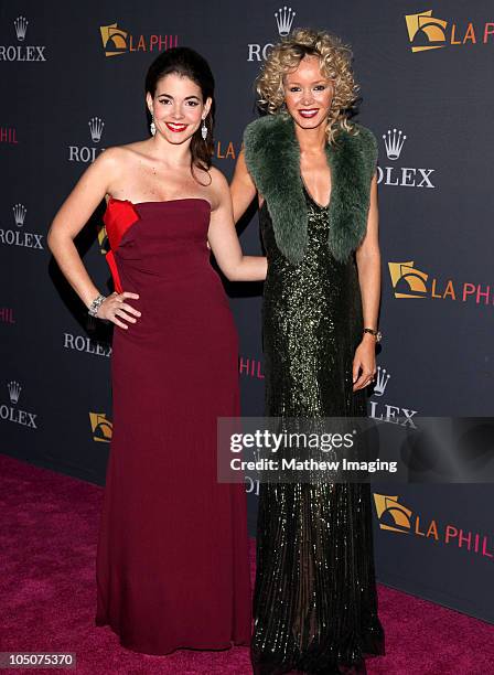 Eloísa Maturén and Julia Trappe arrive at the Los Angeles Philharmonic Opening Night Gala at the Walt Disney Concert Hall on October 7, 2010 in Los...