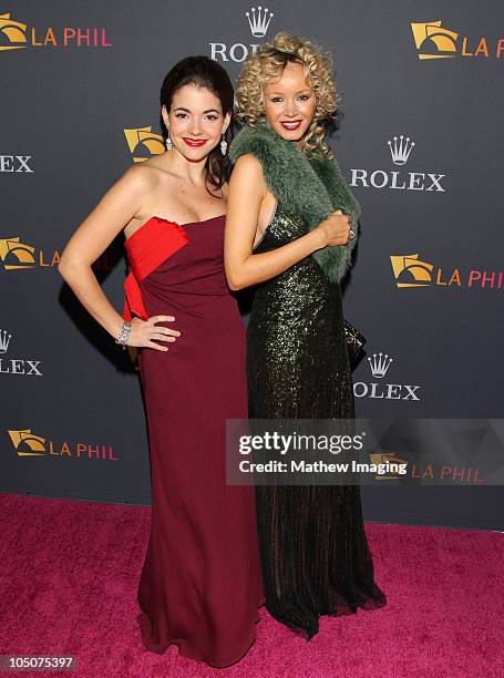 Eloísa Maturén and Julia Trappe arrive at the Los Angeles Philharmonic Opening Night Gala at the Walt Disney Concert Hall on October 7, 2010 in Los...