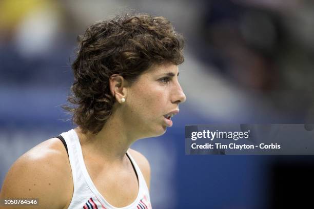 Open Tennis Tournament- Day Ten. Carla Suarez Navarro of Spain in action against Madison Keys of the United States in the Women's Singles Quarter...