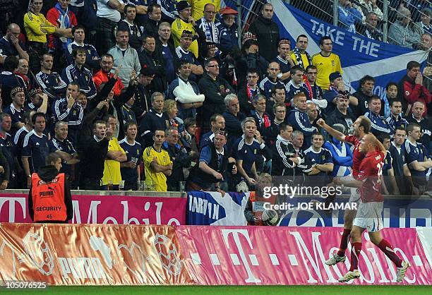 Czech's Roman Bednar and Roman Hubnik celebrate their goal 1:0 during the group E of UEFA EURO2012 qualifing match between Czech Republic and...