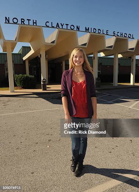 Vampires Diaries actress, Candice Accola joins with OfficeMax during "A DAY MADE BETTER" and suprises Atlanta area Teacher Shelia Gilliam at North...